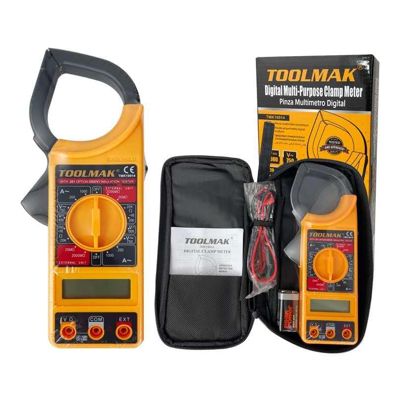 Pinza Multimetro Digitale TOOLMAK 1000A, Tester AC/DC con Puntali e Custodia