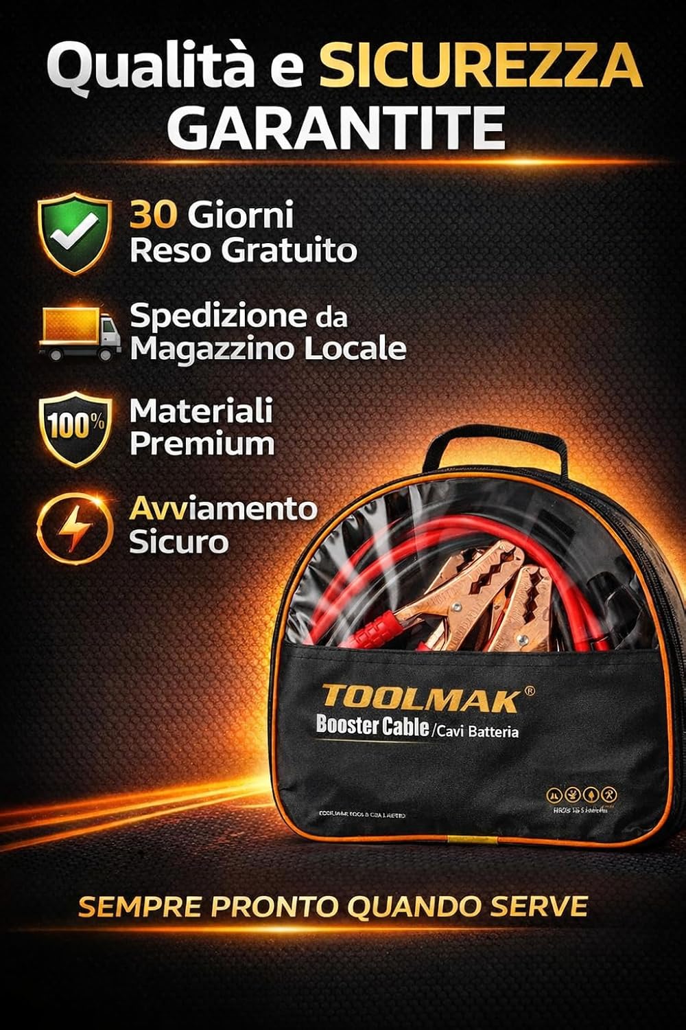 Cavi Avviamento Batteria Auto 200A/300A/400A/600A 2,5 m – Morsetti Isolati – Per Auto, Moto, Furgoni