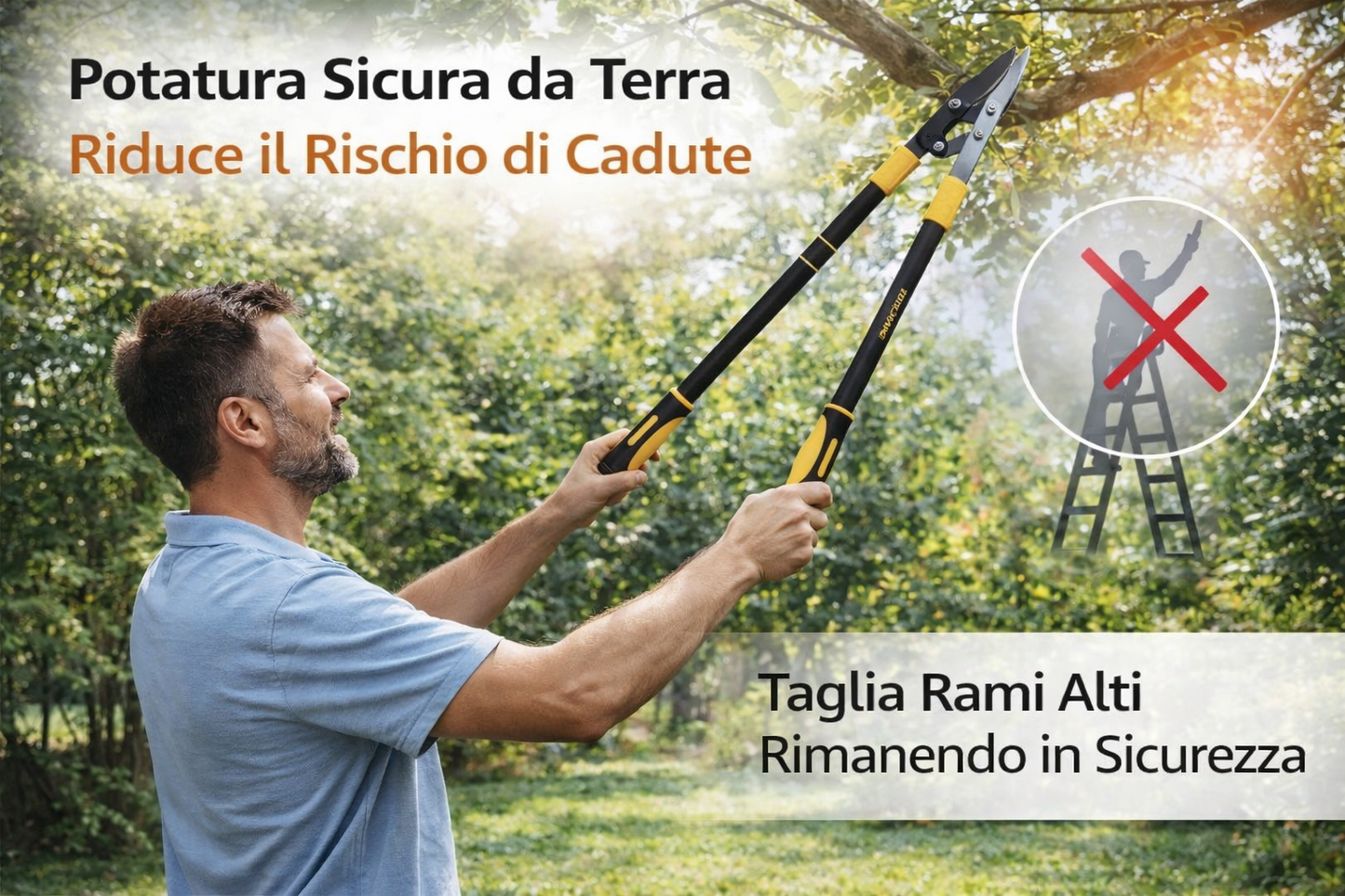 TOOLMAK Troncarami Telescopico da 610–930 mm, Forbici Potatura Professionali con Manico Allungabile, Lama in Acciaio, Ideale per Alberi, Siepi e Rami Spessi