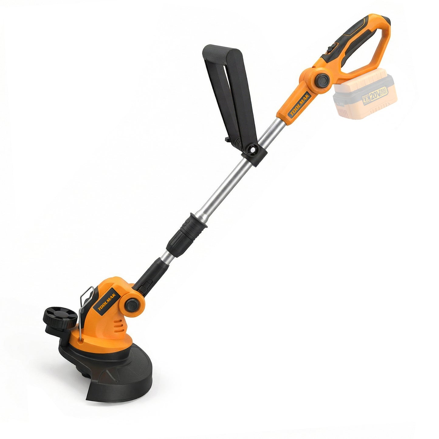 TOOLMAK Tagliabordi a Batteria 20V 4,0 Ah, Decespugliatore Elettrico Portatile per Giardino e Prato, Diametro Taglio 26 cm
