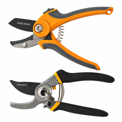 TOOLMAK Forbici da Potatura Professionali  Cesoie da Giardino con Lama Affilata in Acciaio, Impugnatura Ergonomica Antiscivolo, Forbici per Rami, Rose, Bonsai e Piante, Attrezzi da Giardinaggio