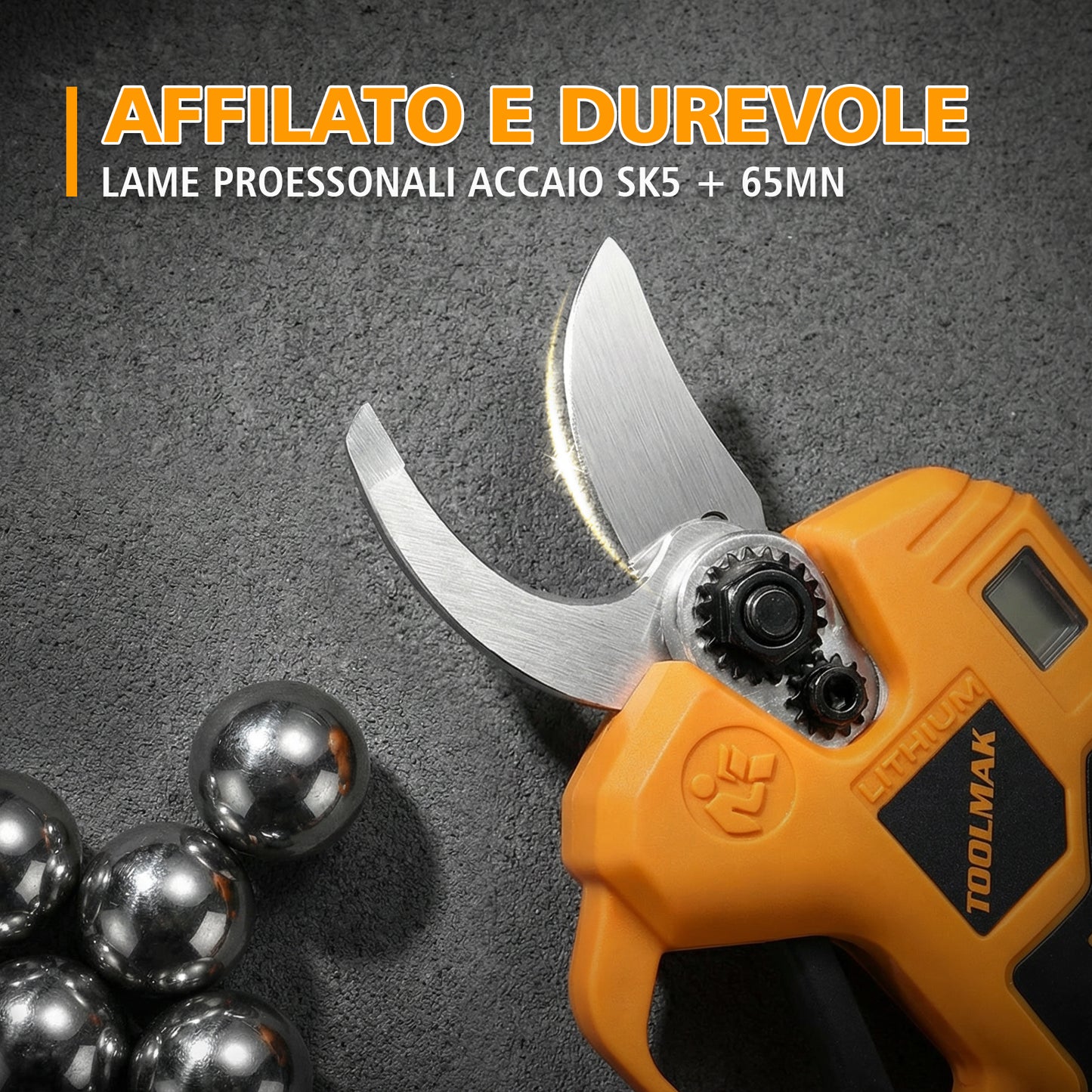 TOOLMAK Forbici Elettriche da Potatura 20V Brushless, 40 mm, Cesoia a Batteria Professionale per Frutteto, Fattoria e giardinaggio