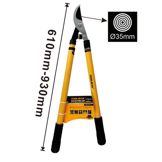TOOLMAK Troncarami Telescopico da 610–930 mm, Forbici Potatura Professionali con Manico Allungabile, Lama in Acciaio, Ideale per Alberi, Siepi e Rami Spessi