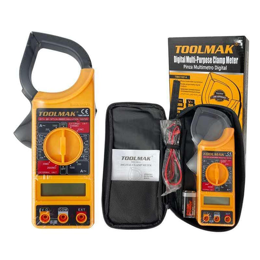 Pinza Multimetro Digitale TOOLMAK 1000A, Tester AC/DC con Puntali e Custodia