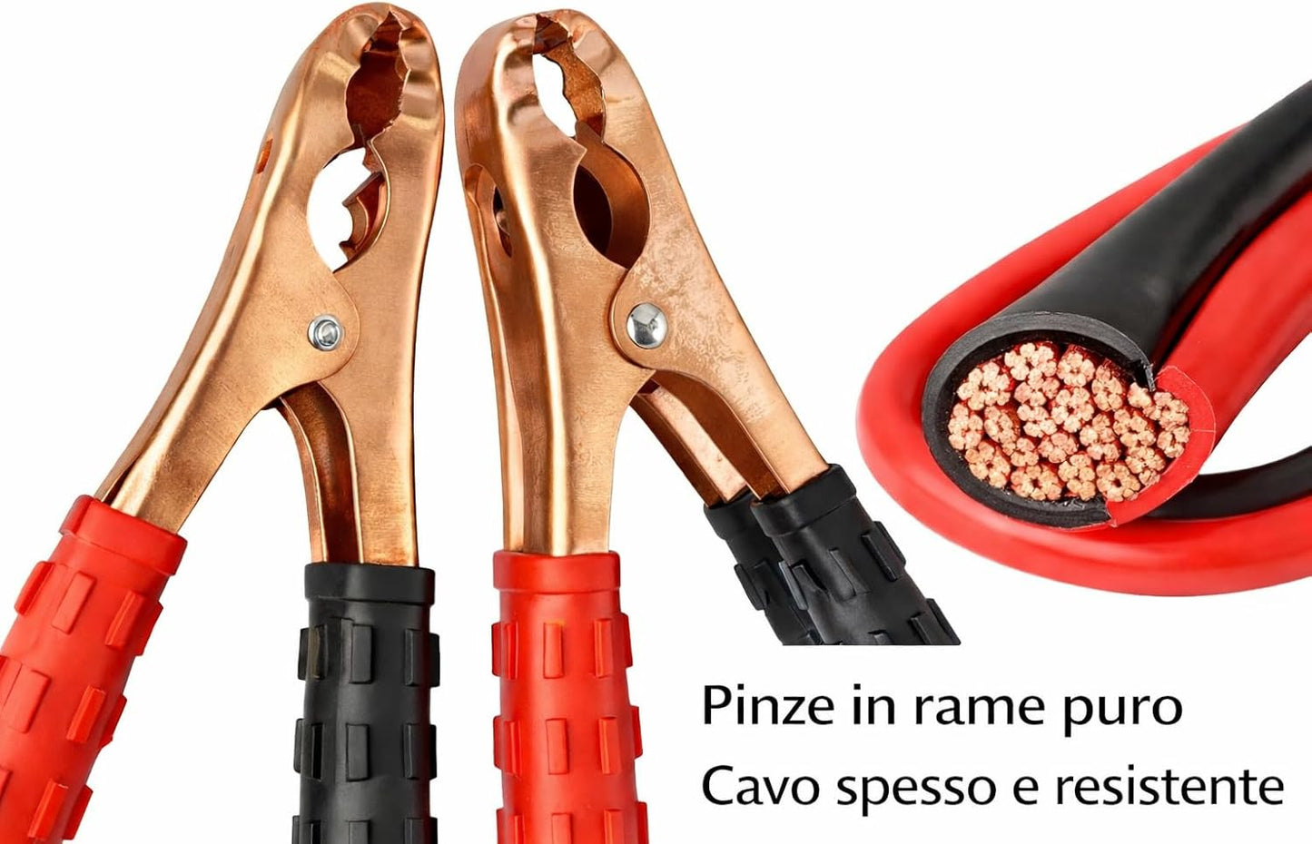 Cavi Avviamento Batteria Auto 200A/300A/400A/600A 2,5 m – Morsetti Isolati – Per Auto, Moto, Furgoni