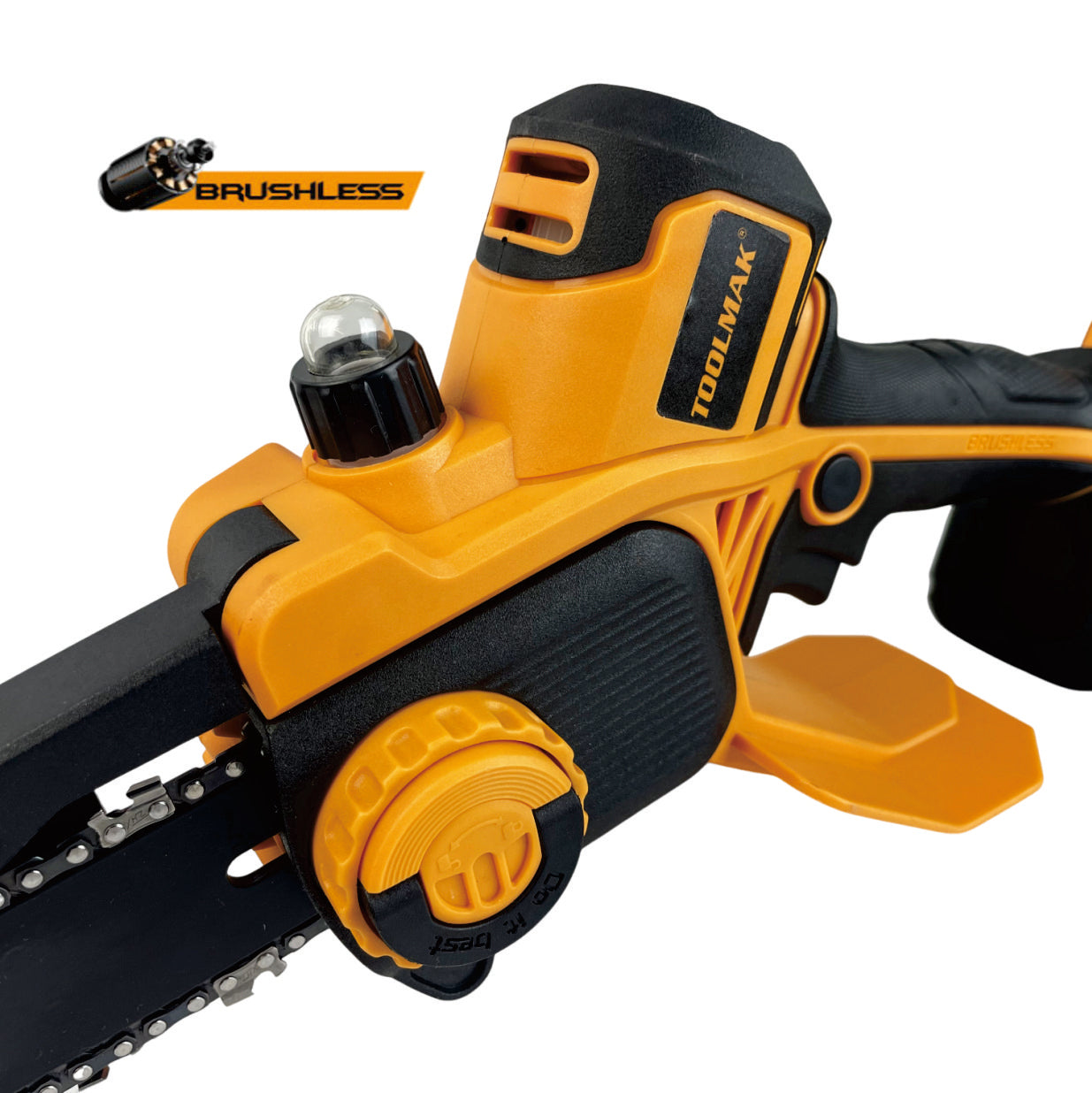 TOOLMAK - Motosega a Batteria 20V, Motore Brushless,Lunghezz 6 "Pollici ，1100w,5500RPM, Sega Elettrica Senza Fili al Litio,per potatura Alberi e Giardino- HMK22139（6")