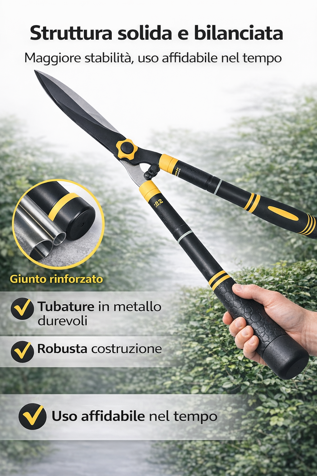 Troncarami Telescopico da 610–930 mm, Forbici Potatura Professionali con Manico Allungabile, Lama in Acciaio, Ideale per Alberi, Siepi e Rami Spessi