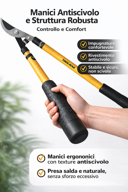Troncarami Telescopico da 610–930 mm, Forbici Potatura Professionali con Manico Allungabile, Lama in Acciaio, Ideale per Alberi, Siepi e Rami Spessi