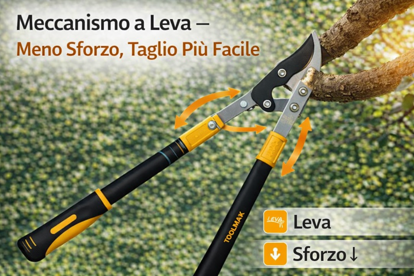 Troncarami Telescopico da 610–930 mm, Forbici Potatura Professionali con Manico Allungabile, Lama in Acciaio, Ideale per Alberi, Siepi e Rami Spessi
