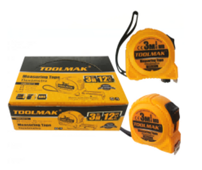 Flessometro Professionale, Nastro di Misurazione in Acciaio e ABS, 5 Metri x 25mm, Arancione e Nero TMK19775/TMK19774