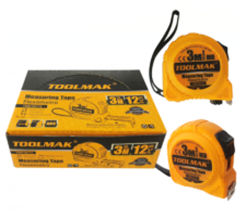 Flessometro Professionale, Nastro di Misurazione in Acciaio e ABS, 5 Metri x 25mm, Arancione e Nero TMK19775/TMK19774